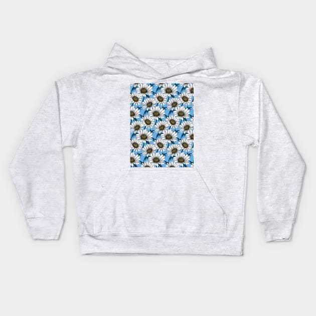 Daisies on blue Kids Hoodie by katerinamk